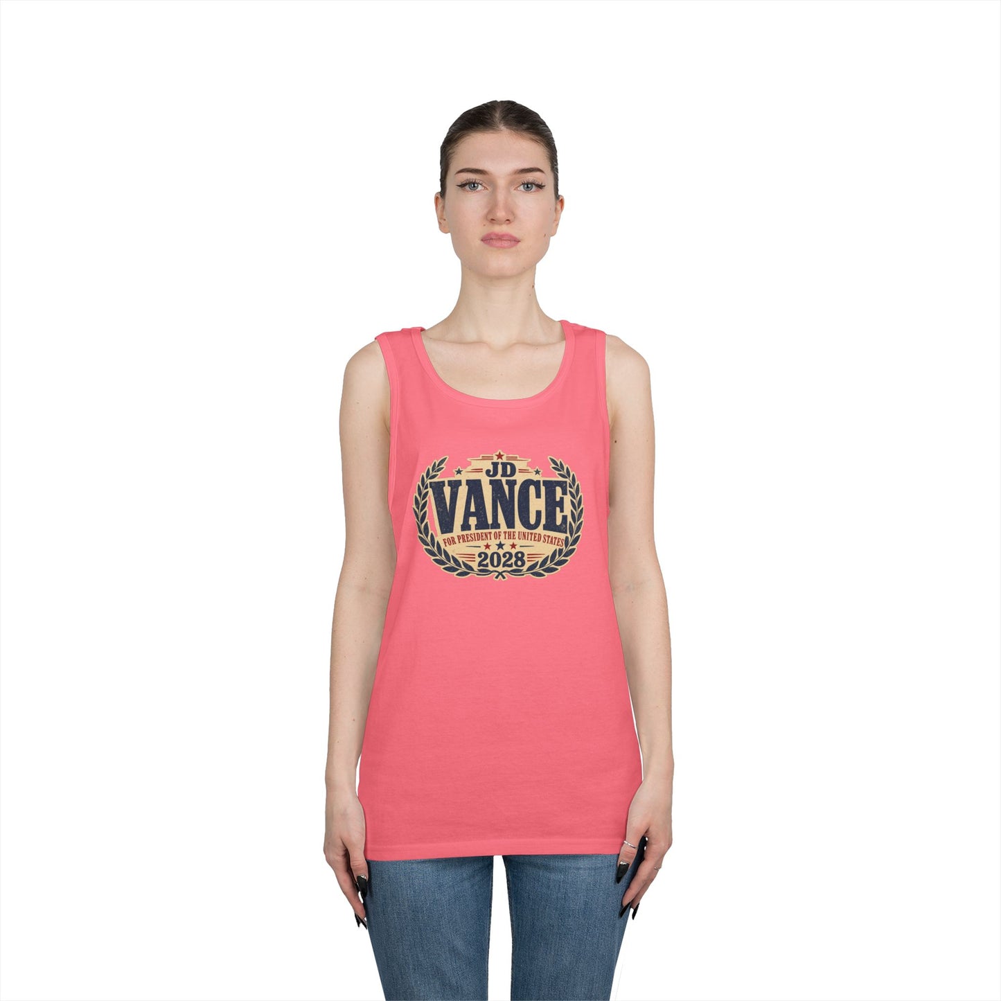 JD VANCE 2028 Campaign Tank Top — Retro Laurel Political Logo