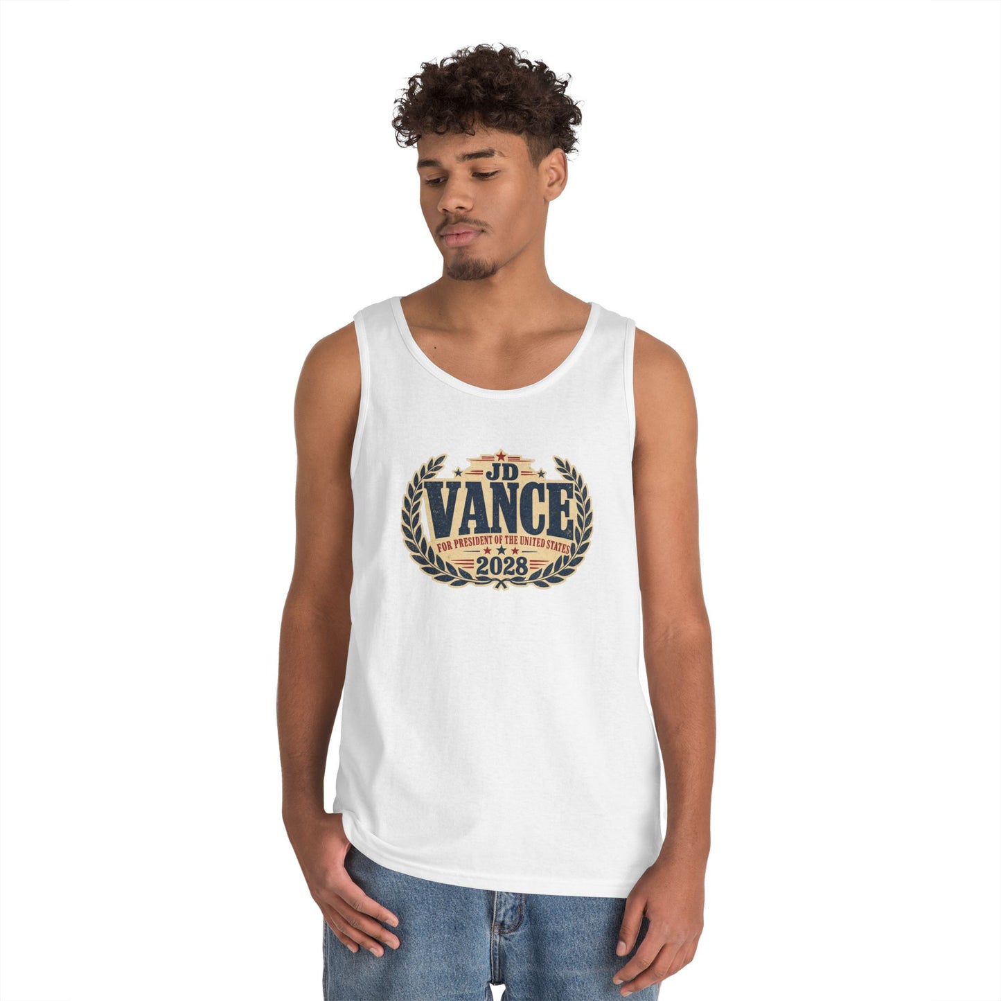 JD VANCE 2028 Campaign Tank Top — Retro Laurel Political Logo