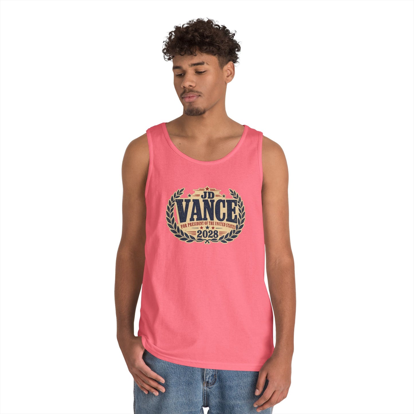 JD VANCE 2028 Campaign Tank Top — Retro Laurel Political Logo
