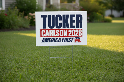 Tucker Carlson 2028 America First Political Campaign Yard Sign w/ Stake