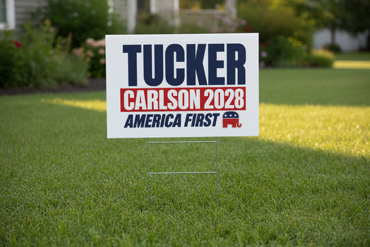 Tucker Carlson 2028 America First Political Campaign Yard Sign w/ Stake