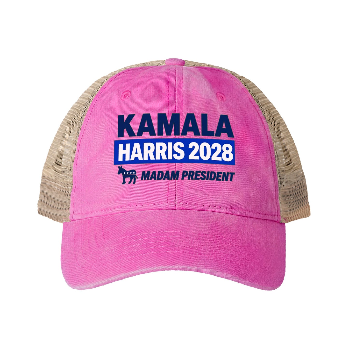 Kamala Harris 2028 Women's Ponytail Washed Mesh Hat