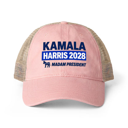 Kamala Harris 2028 Women's Ponytail Washed Mesh Hat