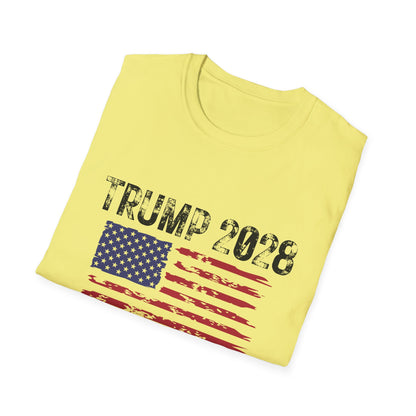 Trump 2028 Tattered American Flag T-Shirt