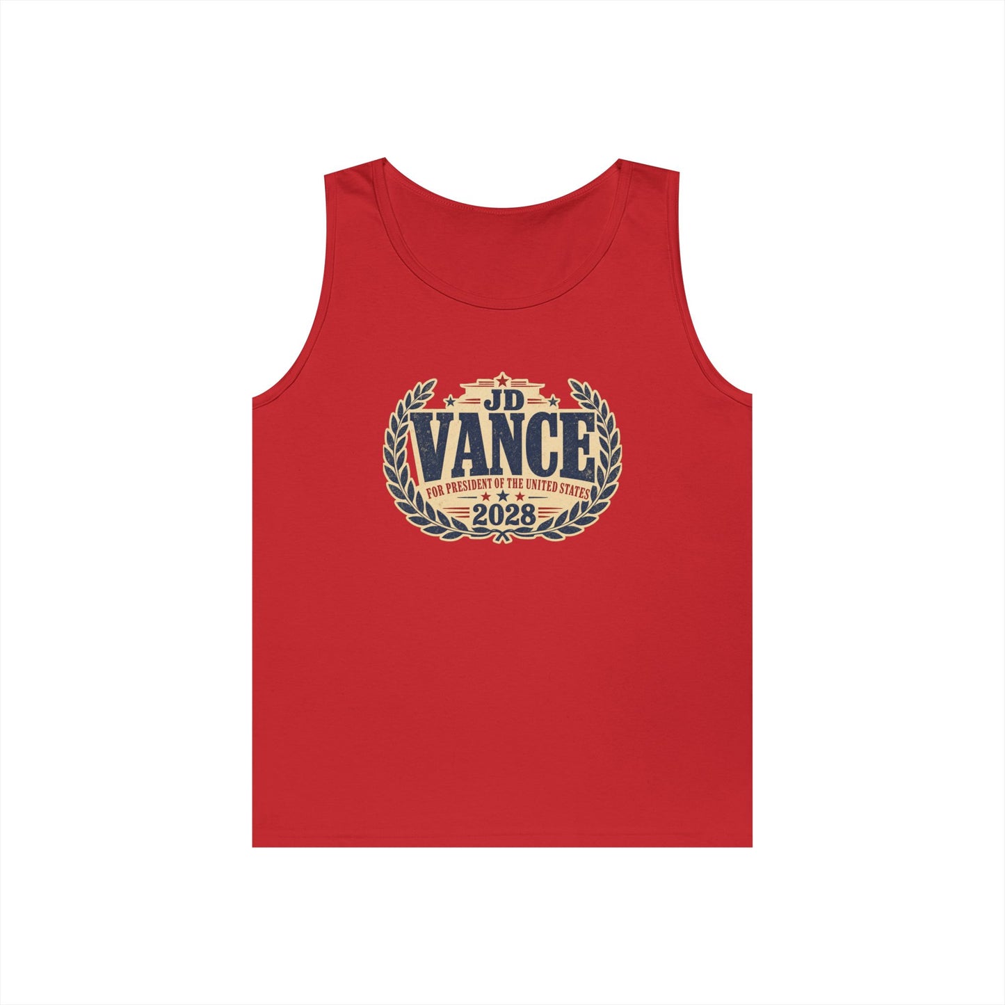 JD VANCE 2028 Campaign Tank Top — Retro Laurel Political Logo