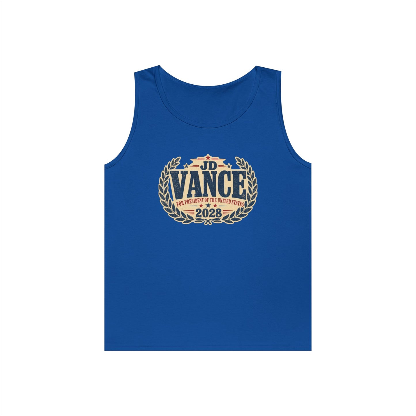 JD VANCE 2028 Campaign Tank Top — Retro Laurel Political Logo