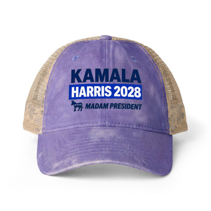 Kamala Harris 2028 Women's Ponytail Washed Mesh Hat