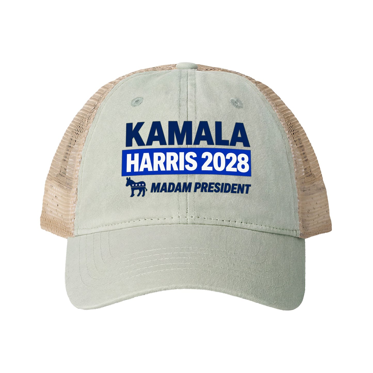 Kamala Harris 2028 Women's Ponytail Washed Mesh Hat