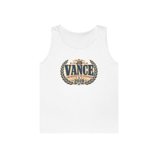 JD VANCE 2028 Campaign Tank Top — Retro Laurel Political Logo