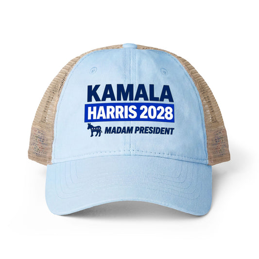 Kamala Harris 2028 Women's Ponytail Washed Mesh Hat