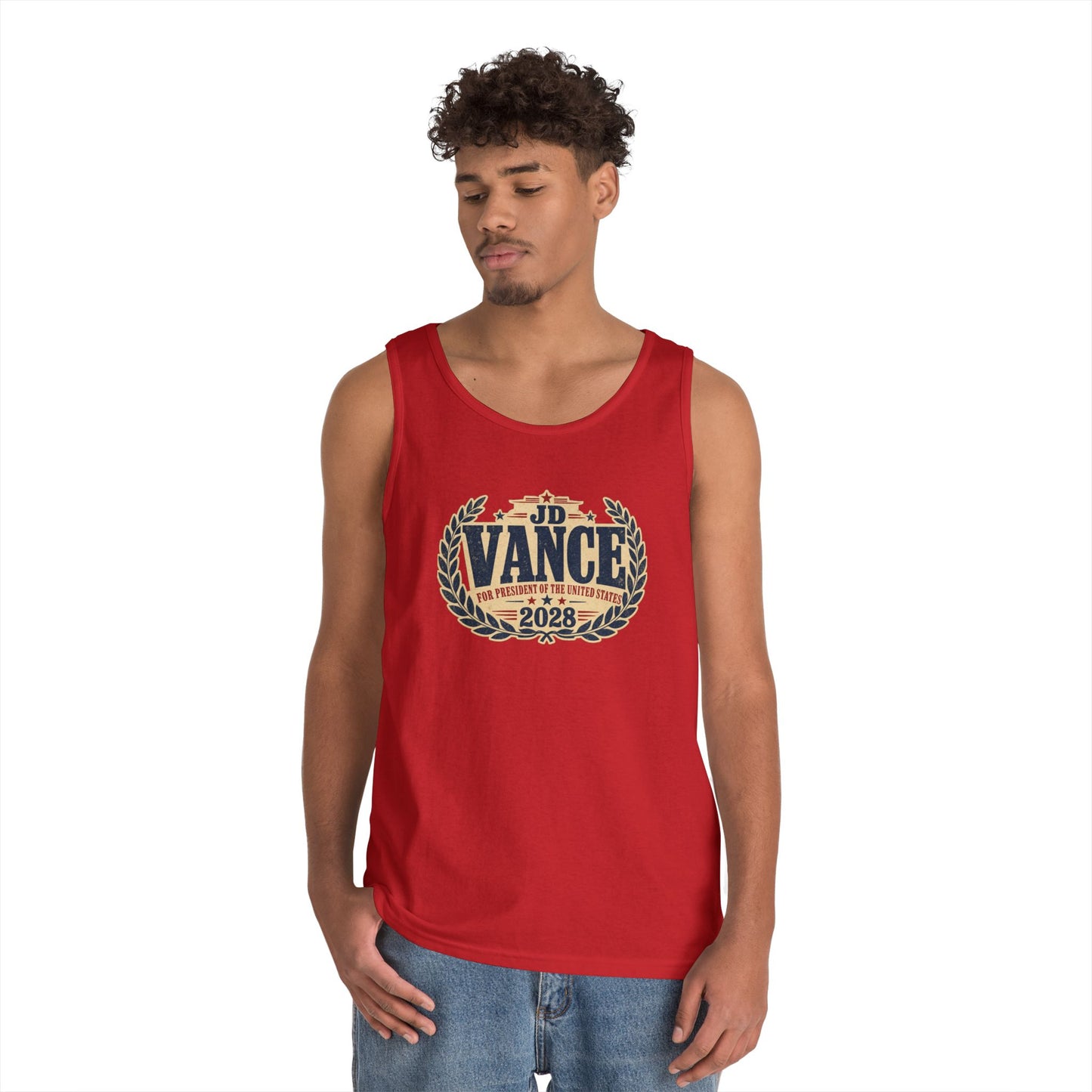 JD VANCE 2028 Campaign Tank Top — Retro Laurel Political Logo