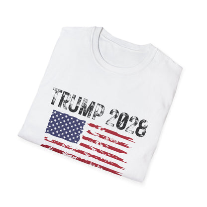 Trump 2028 Tattered American Flag T-Shirt