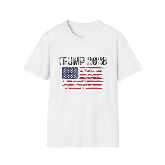 Trump 2028 Tattered American Flag T-Shirt