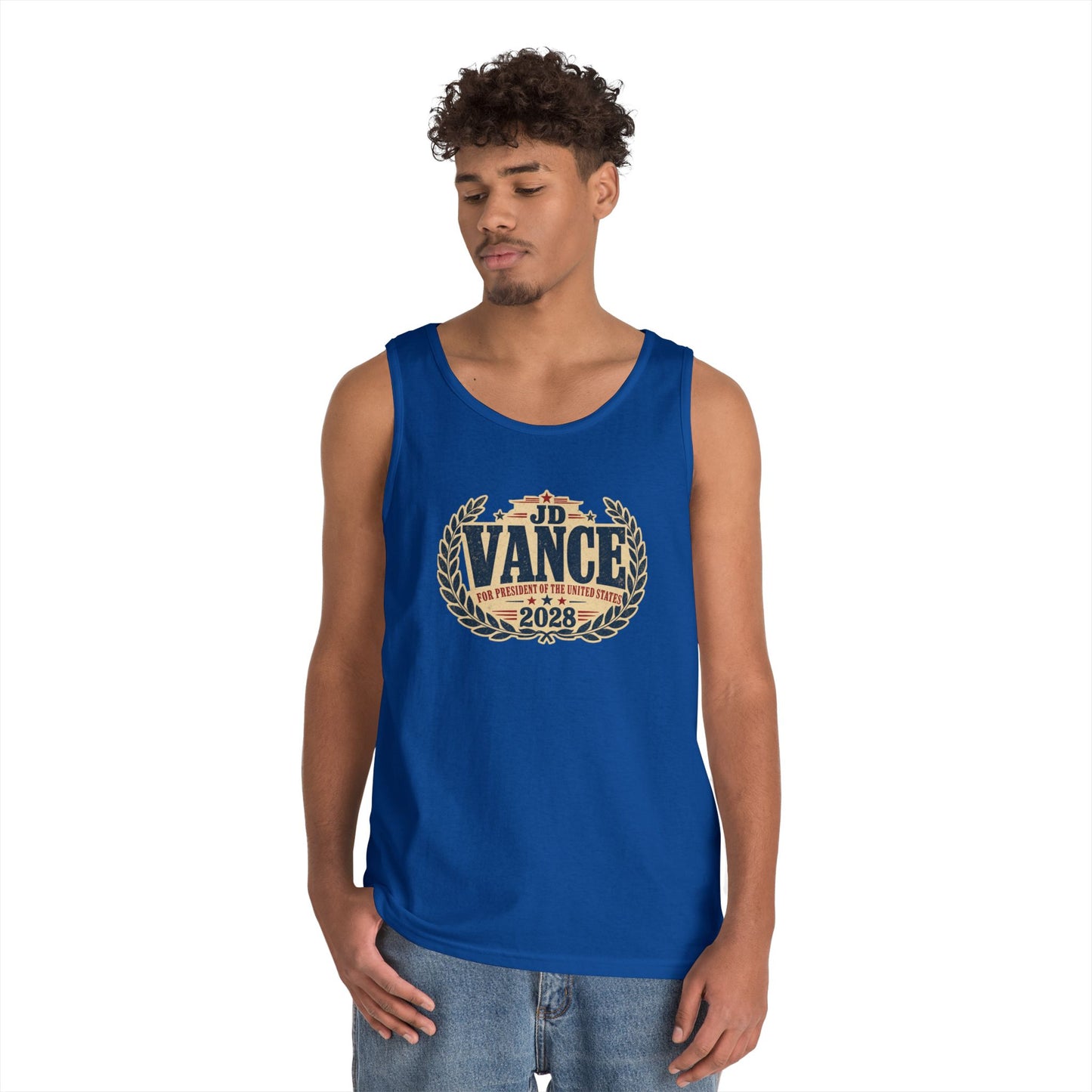 JD VANCE 2028 Campaign Tank Top — Retro Laurel Political Logo